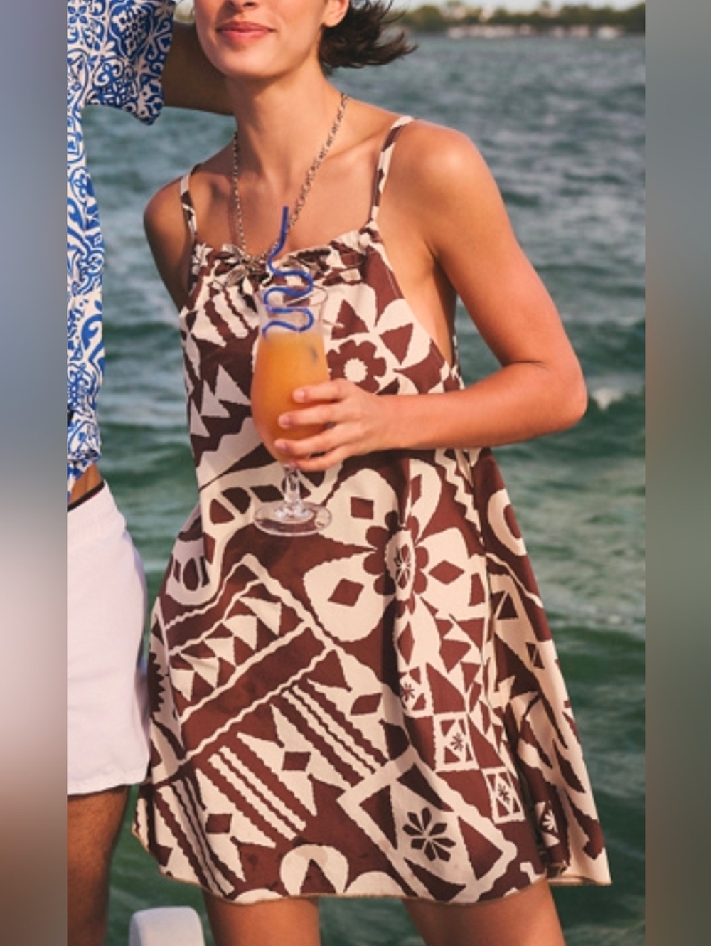 Urban Outfitters Brown Floral Geo Trapeze Mini Dress - Picture 5 of 6
